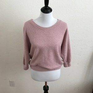 Cute batwing knit sweater 3/4 sleeve mauve pink